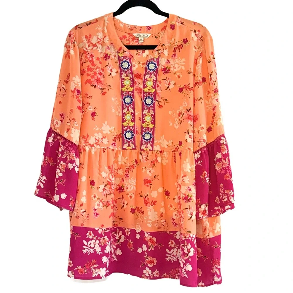 The Pioneer Woman Floral Tunic in Orange and Pink - Picture 1 of 10